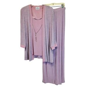 Kathy Roberts Sparkly Formal Wear Office Top Pants Women’s 14 Mauve Pink Vintage